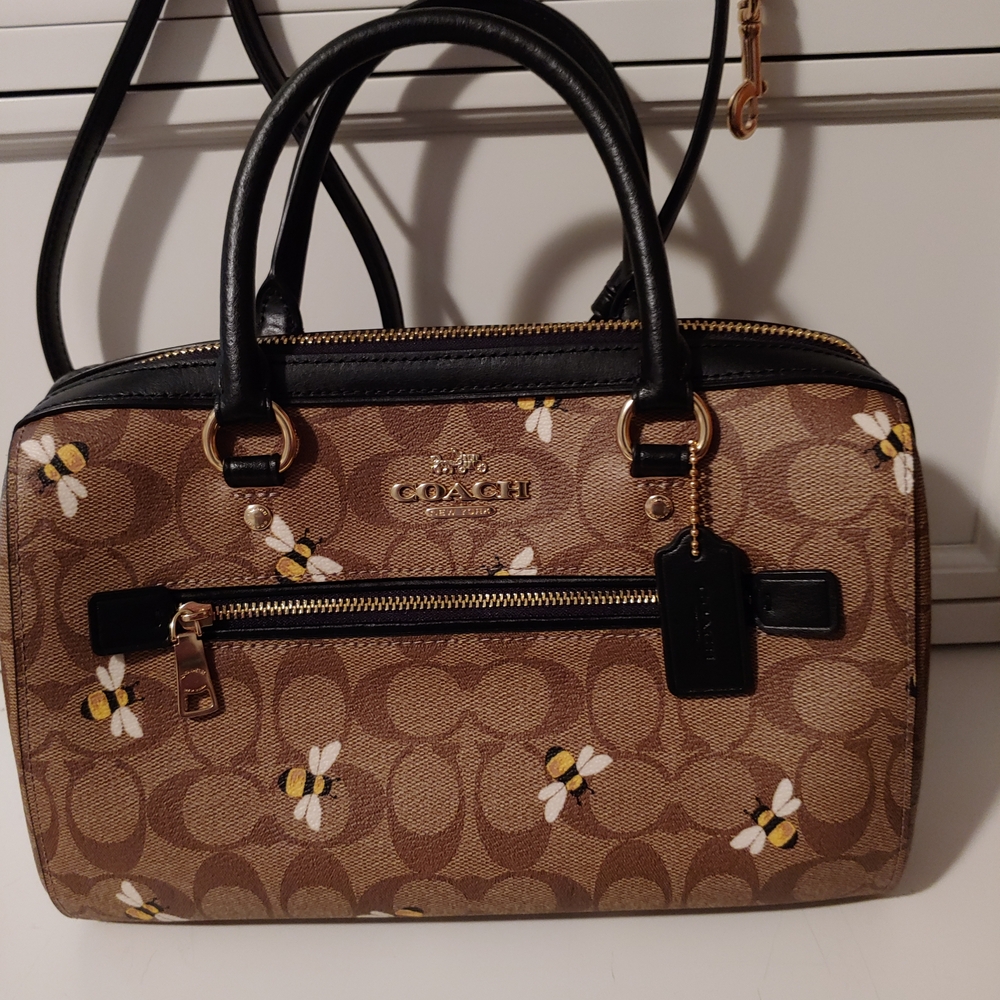 Coach Rowan Signature Canvas Bee Print Crossbody Satchel